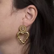 Orecchini a rosetta da 17 mm con palline - Acciaio inossidabile 304L dorato x2