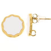 Orecchini tondi da 13 mm in resina epossidica - Acciaio inox304L dorato Bianco x2