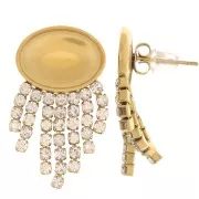 Orecchini a perno CZ 29x15 mm per cabochon 14x10 mm Acciaio inox 304 dorato x2