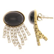 Orecchini a perno CZ 29x15 mm per cabochon 14x10 mm Acciaio inox 304 dorato x2