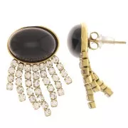 Orecchini a perno CZ 29x15 mm per cabochon 14x10 mm Acciaio inox 304 dorato x2