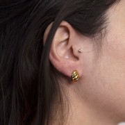 Orecchini ovali curvi 13x8 mm effetto ritorto - Acciaio inox 304L dorato x2