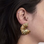 Orecchini a perno a semicerchio - 36,5 mm Acciaio inox304L dorato x2