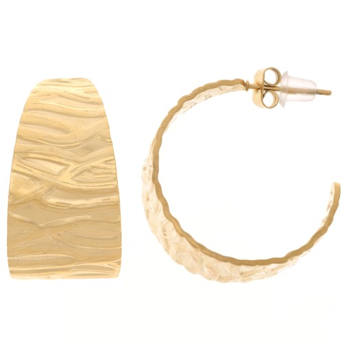 Orecchini martellati da 25 mm - Acciaio inossidabile 304L dorato x2