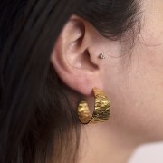 Orecchini martellati da 25 mm - Acciaio inossidabile 304L dorato x2