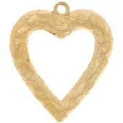 Pendenti cuore martellato 34x30 mm - Acciaio inossidabile 304L dorato x2