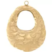 Pendenti ovali cavi martellati 27x21 mm - Acciaio inossidabile 304L dorato x2