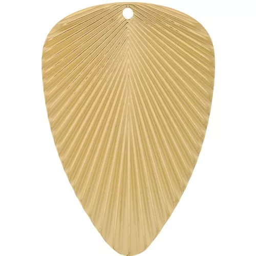 Pendenti foglia 41x28 mm effetto plissettato - Acciaio inox 304L dorato x1