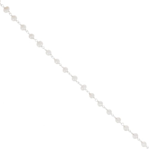 Catena fantasia da 4 mm con Perle d'acqua dolce - Argento 925 x20cm