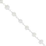 Catena fantasia da 4 mm con Perle d'acqua dolce - Argento 925 x20cm