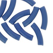 Perline tubolari curve in acrilico opaco 32x8 mm - Blu denim x6|raw }}