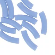 Perline tubolari curve 32x8 mm in acrilico opaco - Azzurro x6