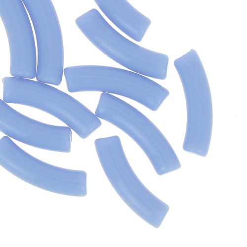 Perline tubolari curve 32x8 mm in acrilico opaco - Azzurro x6