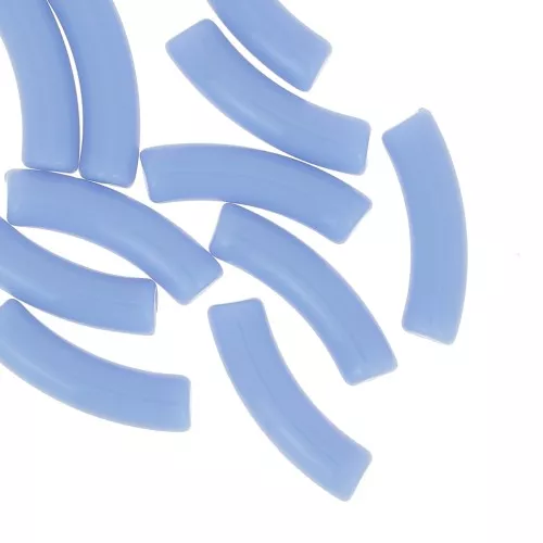 Perline tubolari curve 32x8 mm in acrilico opaco - Azzurro x6