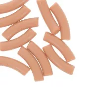 Perline tubolari curve 32x8 mm in acrilico opaco - Marrone chiaro x6