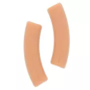 Perline tubolari curve 32x8 mm in acrilico opaco - Marrone chiaro x6