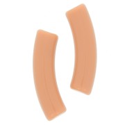 Perline tubolari curve in acrilico opaco 32x8 mm - Marrone chiaro x6