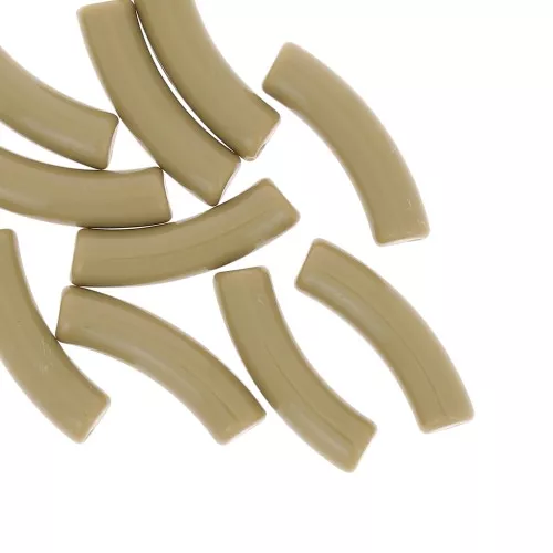 Perline tubolari curve 32x8 mm in acrilico opaco - Khaki x6