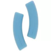 Perline tubolari curve in acrilico opaco 32x8 mm - Blu x6