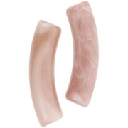 Perline tubolari curve in acrilico trasparente 32x8 mm - Marrone marmorizzato - Bianco x6