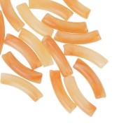 Perline tubolari curve 32x8 mm in acrilico trasparente - Apricot Marble x6