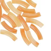 Perline tubolari curve 32x8 mm in acrilico trasparente - Apricot Marble x6