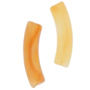Perline tubolari curve in acrilico trasparente 32x8 mm - Apricot Marble x6