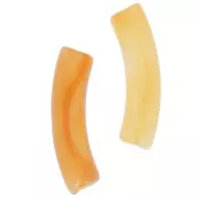 Perline tubolari curve in acrilico trasparente 32x8 mm - Apricot Marble x6