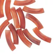 Perline tubolari curve 32x8 mm in acrilico trasparente - Marbled Brick x6