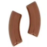 Perline tubolari curve 35x11 mm in acrilico opaco - Marrone x6