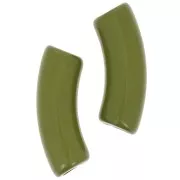 Perline tubolari curve in acrilico opaco 35x11 mm - Olive x6
