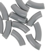 Perle tubolari curve in acrilico opaco 35x11 mm - Grigio scuro x6
