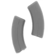 Perline tubolari curve 35x11 mm in acrilico opaco - Grigio scuro x6