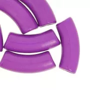 Perline tubolari curve 35x11 mm in acrilico opaco - Plum x6