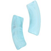 Perline tubolari curve in acrilico trasparente 35x11 mm Turchese marmorizzato - Bianco x6