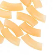 Perline tubolari curve in acrilico trasparente 35x11 mm - Apricot Marble x6