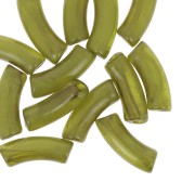 Perline in acrilico trasparente 35x11 mm - Olive marmorizzate x6