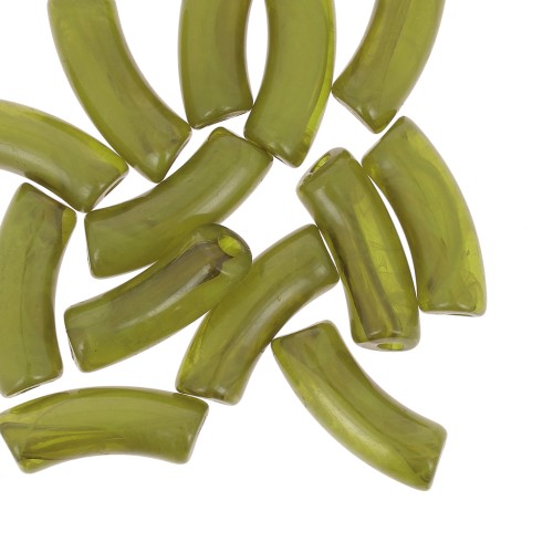 Perline in acrilico trasparente 35x11 mm - Olive marmorizzate x6