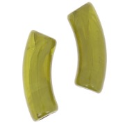 Perline tubolari curve in acrilico trasparente 35x11 mm - Oliva marmorizzata x6