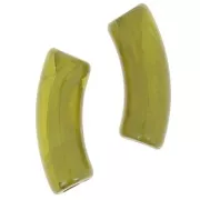 Perline tubolari curve in acrilico trasparente 35x11 mm - Oliva marmorizzata x6