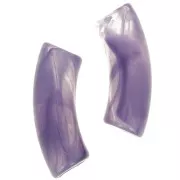Perline tubolari curve in acrilico trasparente 35x11 mm - Viola scuro marmorizzato x6