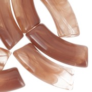 Perline tubolari curve in acrilico trasparente 35x11 mm - Marrone marmorizzato x6|raw }}