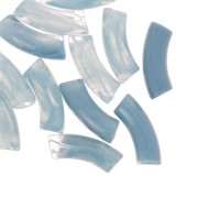 Perline tubolari curve 35x11 mm in acrilico trasparente - Blu Grigio Marmorizzato x6