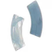 Perline tubolari curve 35x11 mm in acrilico trasparente - Blu Grigio Marmorizzato x6