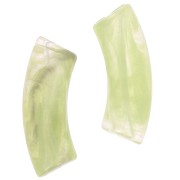 Perline tubolari curve 35x11 mm in acrilico trasparente - Verde anice marmorizzato x6
