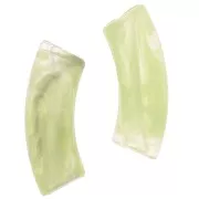 Perline tubolari curve in acrilico trasparente 35x11 mm - Verde anice marmorizzato x6