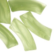 Perline tubolari curve 35x11 mm in acrilico trasparente - Apple Green Marble x6