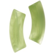 Perline tubolari curve 35x11 mm in acrilico trasparente - Apple Green Marble x6
