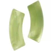 Perline tubolari curve 35x11 mm in acrilico trasparente - Apple Green Marble x6