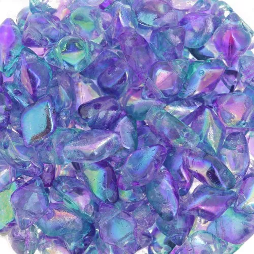 Perline in vetro Gemduo 2 fori 8x5 mm Summer Rainbow Light Blue x10g